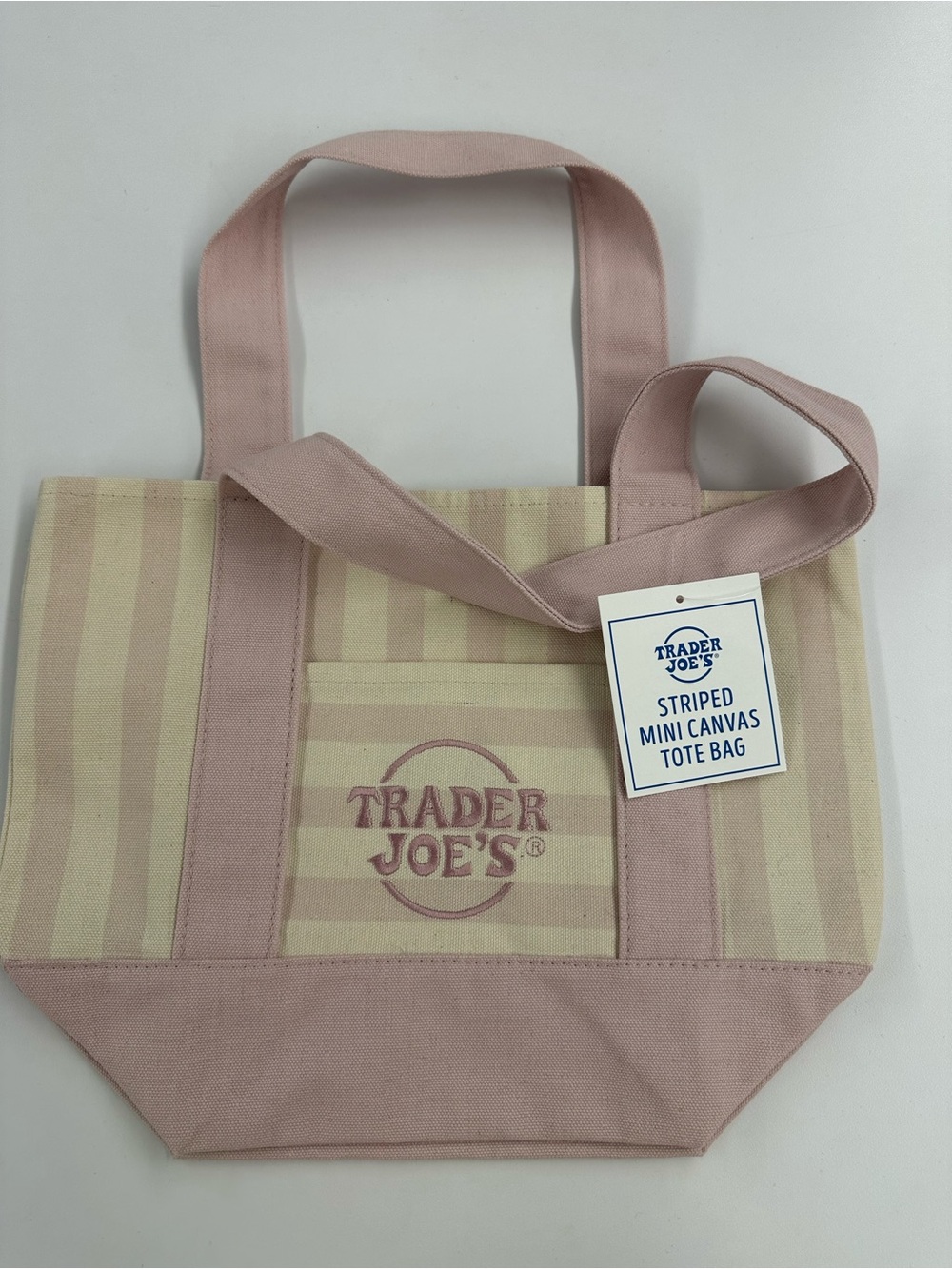 Trader Joe’s Striped Mini Canvas Tote Bag - Pink